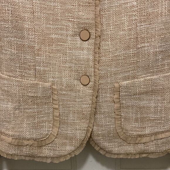 Les Copains Blue Ladies Tan Tweed Chanel Style Jacket. Made in Italy. - Picture 4 of 9